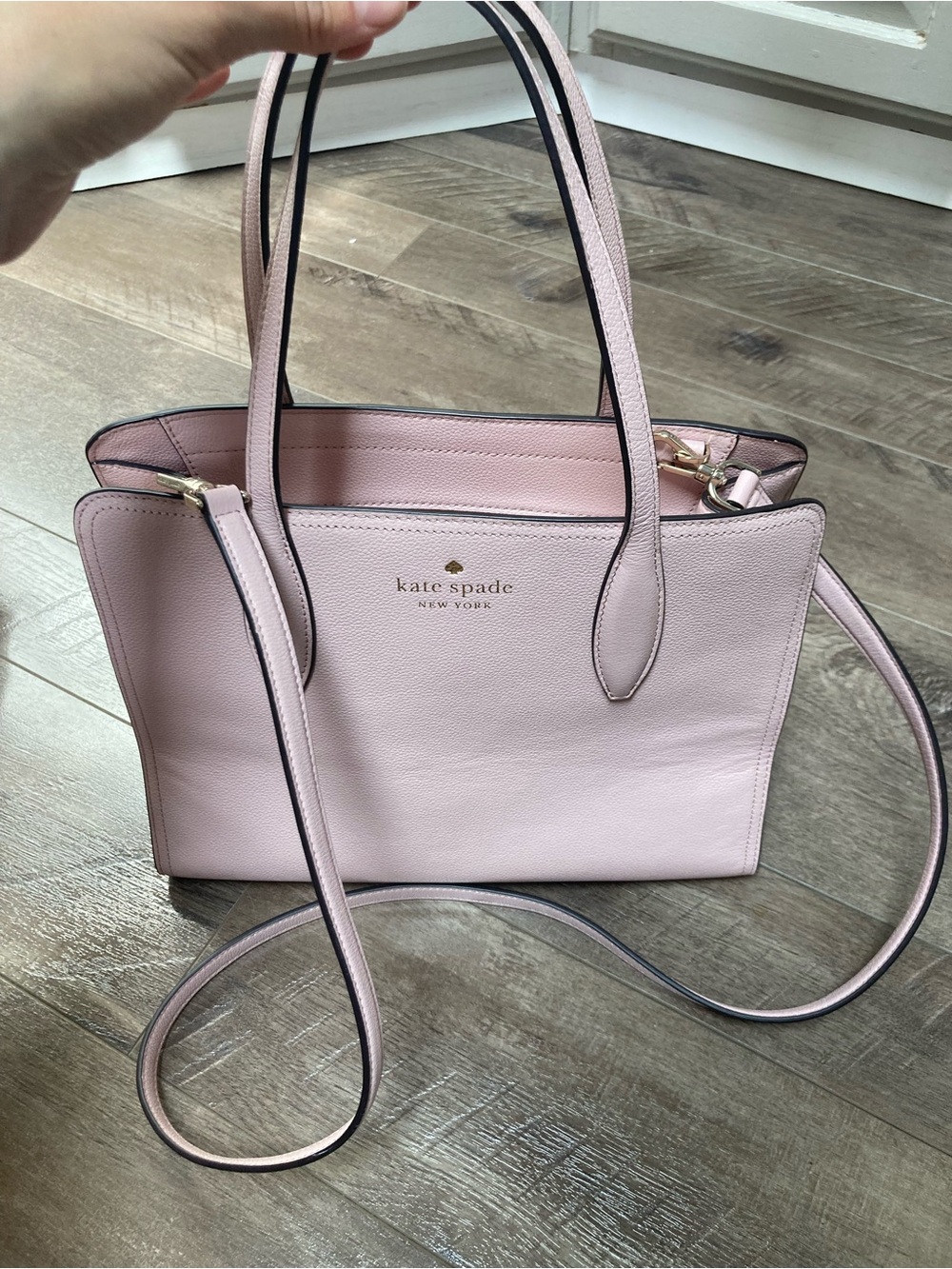 kate spade pale pink leather shoulder tote